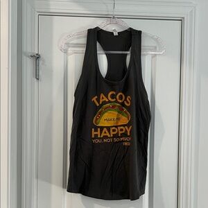 Next Level Apparel Black Tank Top with Yellow & Green Taco Graphic